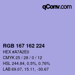 Color code: RGB 167 162 224 | qconv.com