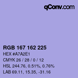 Color code: RGB 167 162 225 | qconv.com