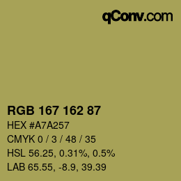 カラーコード: RGB 167 162 87 | qconv.com
