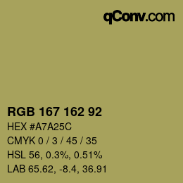 カラーコード: RGB 167 162 92 | qconv.com