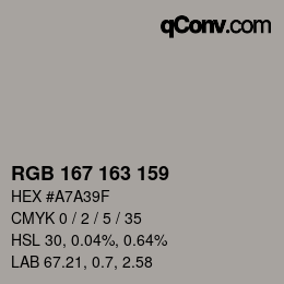 カラーコード: RGB 167 163 159 | qconv.com