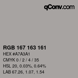 Código de color: RGB 167 163 161 | qconv.com