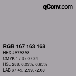 Color code: RGB 167 163 168 | qconv.com