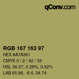 颜色代码: RGB 167 163 97 | qconv.com