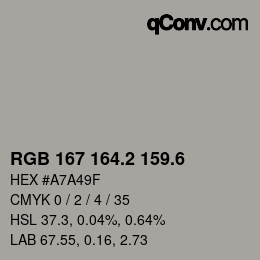 カラーコード: RGB 167 164.2 159.6 | qconv.com