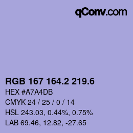 カラーコード: RGB 167 164.2 219.6 | qconv.com
