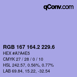 カラーコード: RGB 167 164.2 229.6 | qconv.com