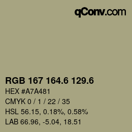 カラーコード: RGB 167 164.6 129.6 | qconv.com