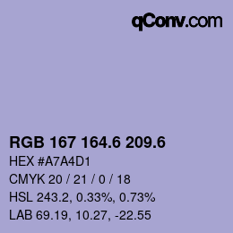 カラーコード: RGB 167 164.6 209.6 | qconv.com
