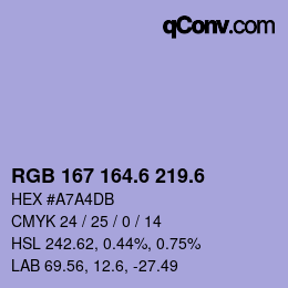 カラーコード: RGB 167 164.6 219.6 | qconv.com
