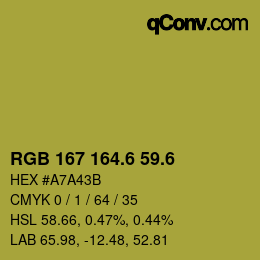カラーコード: RGB 167 164.6 59.6 | qconv.com
