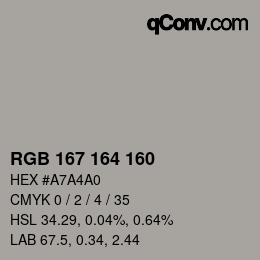 Color code: RGB 167 164 160 | qconv.com