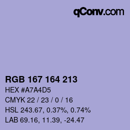 Color code: RGB 167 164 213 | qconv.com
