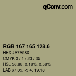 カラーコード: RGB 167 165 128.6 | qconv.com