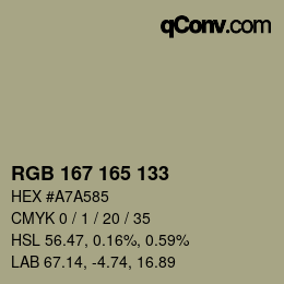 カラーコード: RGB 167 165 133 | qconv.com