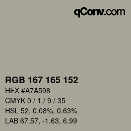 Color code: RGB 167 165 152 | qconv.com