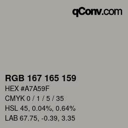 Color code: RGB 167 165 159 | qconv.com