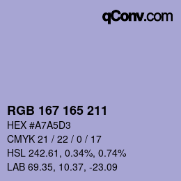 Color code: RGB 167 165 211 | qconv.com