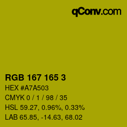 Color code: RGB 167 165 3 | qconv.com