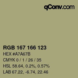 Código de color: RGB 167 166 123 | qconv.com