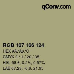 Code couleur: RGB 167 166 124 | qconv.com