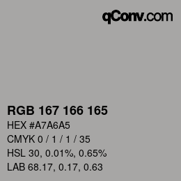 Color code: RGB 167 166 165 | qconv.com