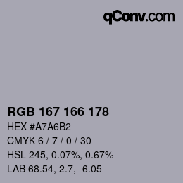 Color code: RGB 167 166 178 | qconv.com