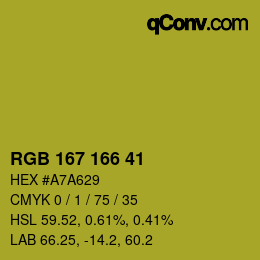 Color code: RGB 167 166 41 | qconv.com