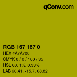 Color code: RGB 167 167 0 | qconv.com