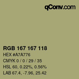 Farbcode: RGB 167 167 118 | qconv.com