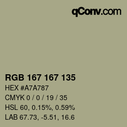 カラーコード: RGB 167 167 135 | qconv.com