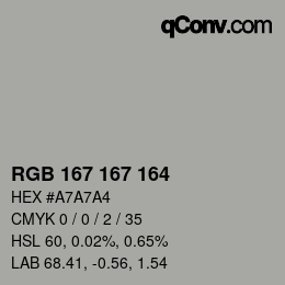 颜色代码: RGB 167 167 164 | qconv.com