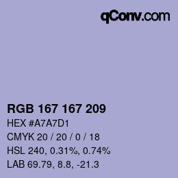 Color code: RGB 167 167 209 | qconv.com