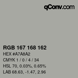 Color code: RGB 167 168 162 | qconv.com