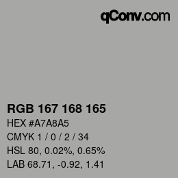 カラーコード: RGB 167 168 165 | qconv.com