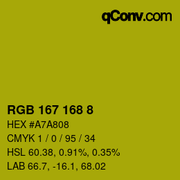 Color code: RGB 167 168 8 | qconv.com