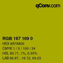Color code: RGB 167 169 0 | qconv.com