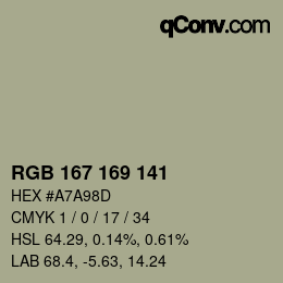 Color code: RGB 167 169 141 | qconv.com
