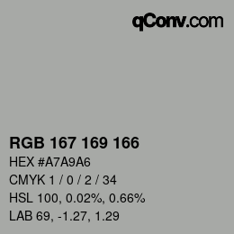 Color code: RGB 167 169 166 | qconv.com