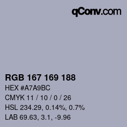 Color code: RGB 167 169 188 | qconv.com
