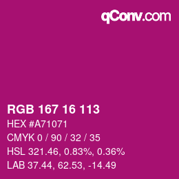 Color code: RGB 167 16 113 | qconv.com