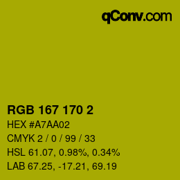 カラーコード: RGB 167 170 2 | qconv.com