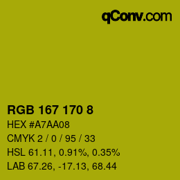 Color code: RGB 167 170 8 | qconv.com