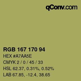 Color code: RGB 167 170 94 | qconv.com