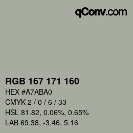 Color code: RGB 167 171 160 | qconv.com