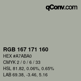 カラーコード: RGB 167 171 160 | qconv.com