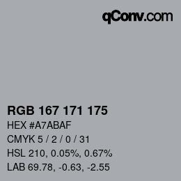 Color code: RGB 167 171 175 | qconv.com