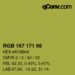 カラーコード: RGB 167 171 68 | qconv.com