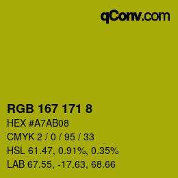 颜色代码: RGB 167 171 8 | qconv.com