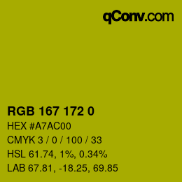 Color code: RGB 167 172 0 | qconv.com